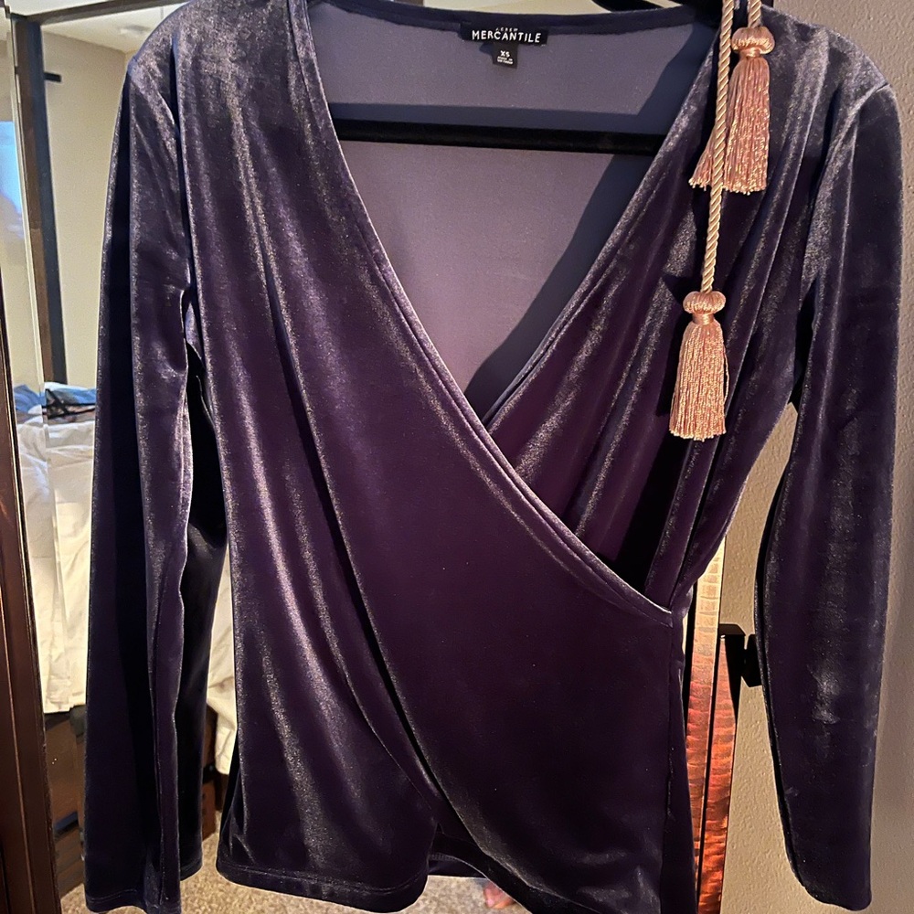 Blue Velvet Wrap Top